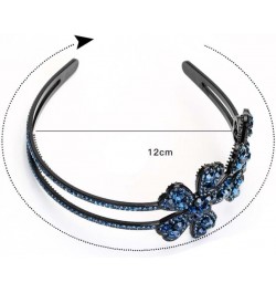 Flower Rhinestone Headband with Teeth Comb for Women Girls, WideBrimmed Headband,Bling Crystal Beaded Headband Nonslip Hair H...