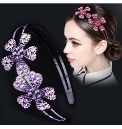 Flower Rhinestone Headband with Teeth Comb for Women Girls, WideBrimmed Headband,Bling Crystal Beaded Headband Nonslip Hair H...