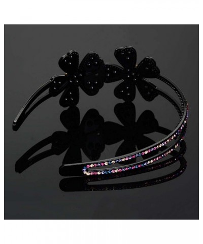 Flower Rhinestone Headband with Teeth Comb for Women Girls, WideBrimmed Headband,Bling Crystal Beaded Headband Nonslip Hair H...