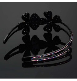 Flower Rhinestone Headband with Teeth Comb for Women Girls, WideBrimmed Headband,Bling Crystal Beaded Headband Nonslip Hair H...