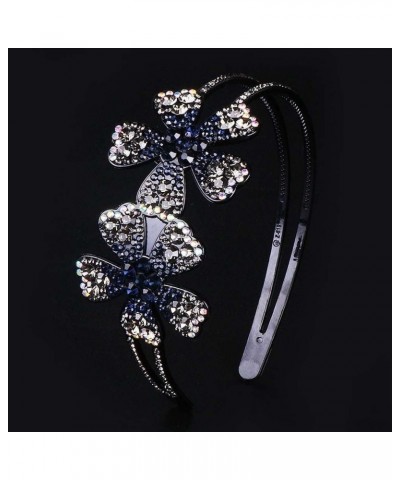 Flower Rhinestone Headband with Teeth Comb for Women Girls, WideBrimmed Headband,Bling Crystal Beaded Headband Nonslip Hair H...