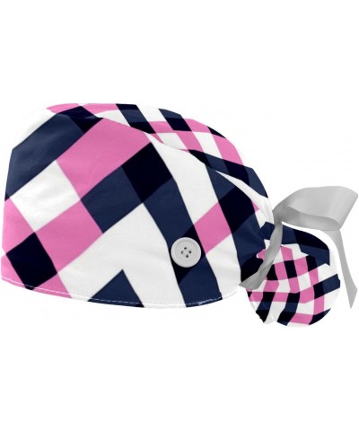 2-Pc Gourd Shaped Working Cap,Fisherman Hat with Buttons and Cotton Sweatband,Pink Paper Plaid $10.12 Skullies & Beanies