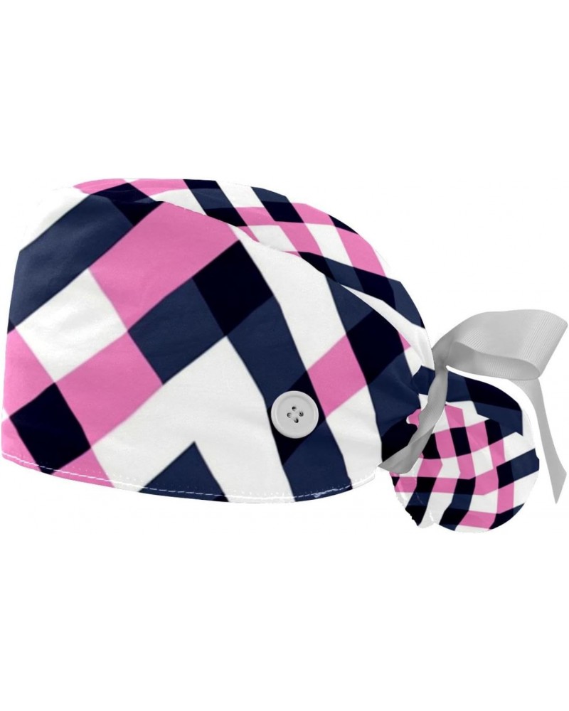 2-Pc Gourd Shaped Working Cap,Fisherman Hat with Buttons and Cotton Sweatband,Pink Paper Plaid $10.12 Skullies & Beanies