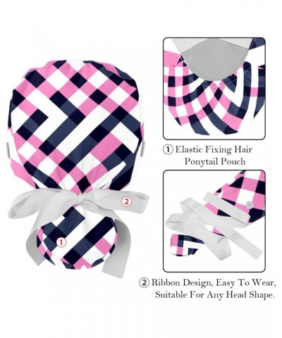 2-Pc Gourd Shaped Working Cap,Fisherman Hat with Buttons and Cotton Sweatband,Pink Paper Plaid $10.12 Skullies & Beanies