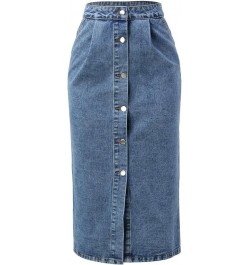 Womens Denim Casual Button Up Pocket Skirt Blue - 2024 Skirt for Women $15.18 Sun Hats