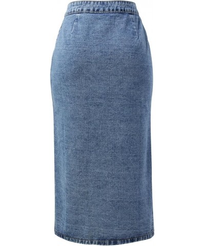 Womens Denim Casual Button Up Pocket Skirt Blue - 2024 Skirt for Women $15.18 Sun Hats