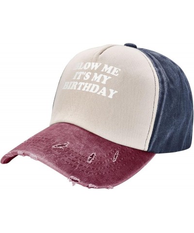 Blow Me It's My Birthday Baseball Cap Adjustable Original Dad Hat for Men Women,Dark Red Navy and Red $6.88 Baseball Caps