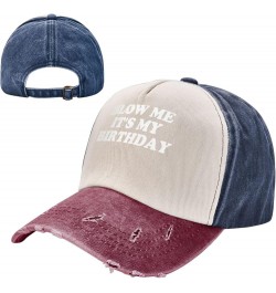 Blow Me It's My Birthday Baseball Cap Adjustable Original Dad Hat for Men Women,Dark Red Navy and Red $6.88 Baseball Caps