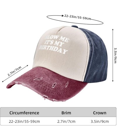 Blow Me It's My Birthday Baseball Cap Adjustable Original Dad Hat for Men Women,Dark Red Navy and Red $6.88 Baseball Caps