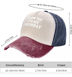 Blow Me It's My Birthday Baseball Cap Adjustable Original Dad Hat for Men Women,Dark Red Navy and Red $6.88 Baseball Caps