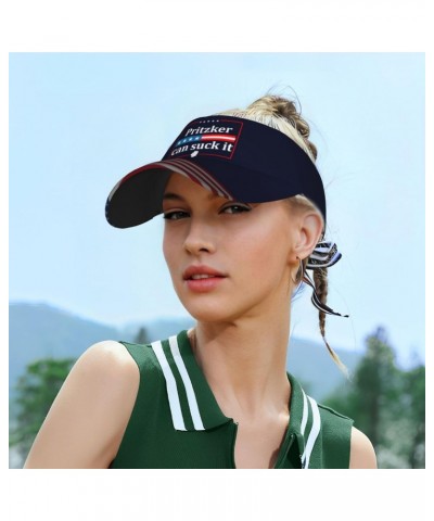 Pritzker Sucks Visor Cap Adjustable Uv Protection Sun Visor Hats Empty Top Baseball Hat for Women and Men Black $15.46 Visors