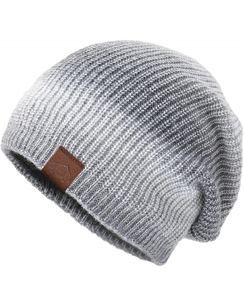 Classic French Style Winter Women Knitted Hat Warm Keeping Fashion Gradual Color Woolen Hat Rainbow Hat Tartan Grey $9.04 Berets