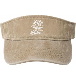 Life is Better at The Lake Vacation Funny Sun Visor Hats Cotton Empty Top Baseball Cap for Men Women,Black Natural $9.11 Visors