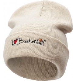 I Love Basketball Embroidered 12 Inch Long Knitted Beanie Birch $16.47 Skullies & Beanies