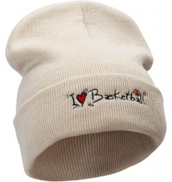 I Love Basketball Embroidered 12 Inch Long Knitted Beanie Birch $16.47 Skullies & Beanies