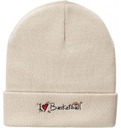 I Love Basketball Embroidered 12 Inch Long Knitted Beanie Birch $16.47 Skullies & Beanies