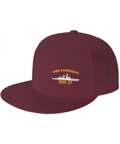 USS Farragut DDG 37 DLG 6 Flag Baseball Caps Denim Hats Cowboy Knit hat Fisherman's hat Dark Red $15.54 Baseball Caps