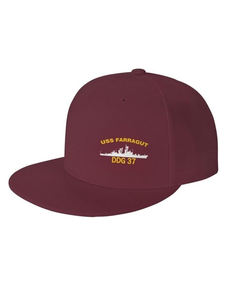 USS Farragut DDG 37 DLG 6 Flag Baseball Caps Denim Hats Cowboy Knit hat Fisherman's hat Dark Red $15.54 Baseball Caps