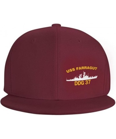 USS Farragut DDG 37 DLG 6 Flag Baseball Caps Denim Hats Cowboy Knit hat Fisherman's hat Dark Red $15.54 Baseball Caps