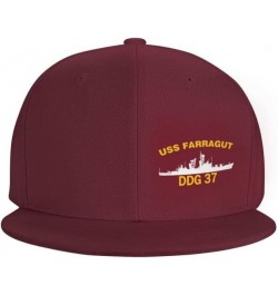 USS Farragut DDG 37 DLG 6 Flag Baseball Caps Denim Hats Cowboy Knit hat Fisherman's hat Dark Red $15.54 Baseball Caps