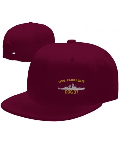 USS Farragut DDG 37 DLG 6 Flag Baseball Caps Denim Hats Cowboy Knit hat Fisherman's hat Dark Red $15.54 Baseball Caps