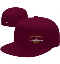 USS Farragut DDG 37 DLG 6 Flag Baseball Caps Denim Hats Cowboy Knit hat Fisherman's hat Dark Red $15.54 Baseball Caps