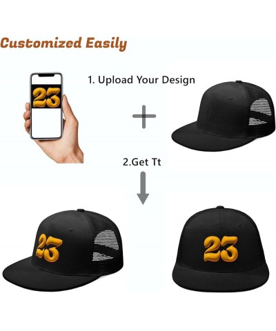 Custom Hats Design Your Own Personalized Baseball Cap Trucker Hat for Men Kids Logo Maker Black Embroidery -Text Only A-flat ...