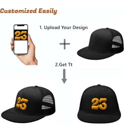 Custom Hats Design Your Own Personalized Baseball Cap Trucker Hat for Men Kids Logo Maker Black Embroidery -Text Only A-flat ...