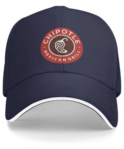 Black Chipotle Mexican Grill Unisex Classic Hat Adjustable Fashion Casquette for Men Women Navy Blue $11.19 Baseball Caps