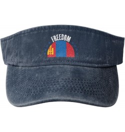 The Mongolia Flag and Freedom Sun Visor Hats for Women Men Sun Hat Cotton Golf Hat Vintage Baseball Cap Navy Blue $10.10 Visors