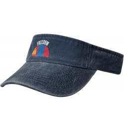 The Mongolia Flag and Freedom Sun Visor Hats for Women Men Sun Hat Cotton Golf Hat Vintage Baseball Cap Navy Blue $10.10 Visors