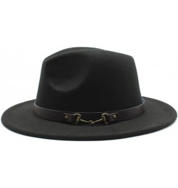 Autumn and Winter Fashion Woolen Jazz Hat New Leisure Woolen Top Hat, 7cm Big Brim Felt Hat Luopan Caps & Hats Dark Green $16...