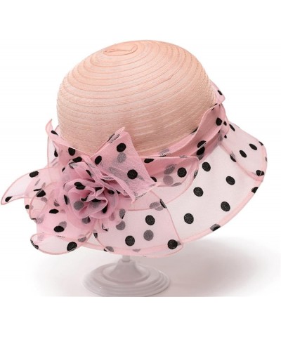 Women's Sun Church Fascinators Bridal Tea Party Wedding Hat Kentucky-Derby Hats for Women 2024 Pink $7.07 Sun Hats