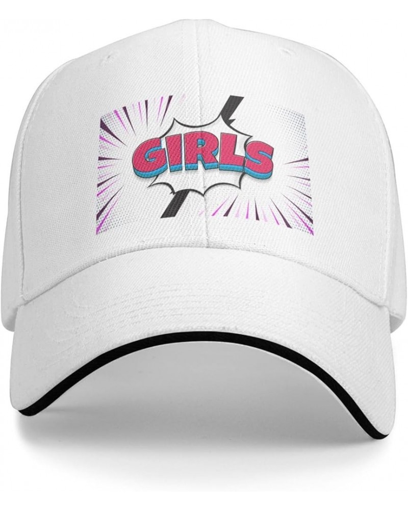 Girls Baseball Cap Sandwich Brim Hats for Men Women Adjustable Caps White $11.70 Baseball Caps