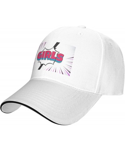 Girls Baseball Cap Sandwich Brim Hats for Men Women Adjustable Caps White $11.70 Baseball Caps