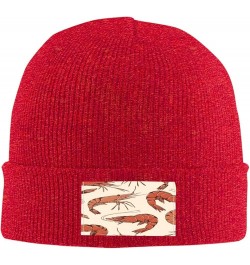 Realistic Hand-Drawn Shrimp Winter Hats Thick Knit Cuff Beanie Cap Warm Stocking Beanie Hat for Men Women Red $10.99 Skullies...