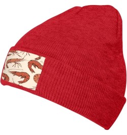 Realistic Hand-Drawn Shrimp Winter Hats Thick Knit Cuff Beanie Cap Warm Stocking Beanie Hat for Men Women Red $10.99 Skullies...