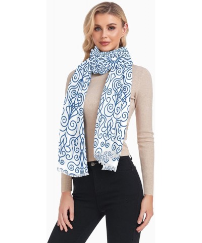 Scarf for Women Blue Mandala Scarf Warm Scarves Large Shawl Wrap Gifts for Mom $14.24 Scarves