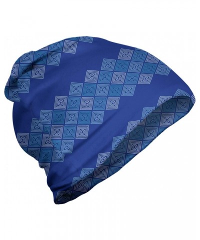 Unisex Beanie, Diagonal Squares Motif, Hiking Outdoors $14.57 Skullies & Beanies