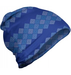 Unisex Beanie, Diagonal Squares Motif, Hiking Outdoors $14.57 Skullies & Beanies