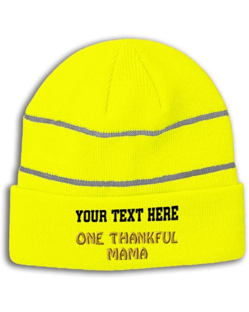 CustomReflective Beanie 1 Thankful Mama Blessed Family E High Visibility Running Gear for Men & Women 1 Size Neon Yellow Pers...