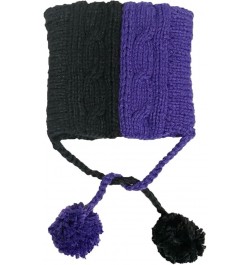 Winter Women's Hat Pussy Cat Ear Beanie Braided Pompom Balls Knit Cap Black Dark Purple $9.53 Skullies & Beanies