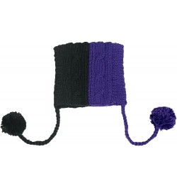 Winter Women's Hat Pussy Cat Ear Beanie Braided Pompom Balls Knit Cap Black Dark Purple $9.53 Skullies & Beanies