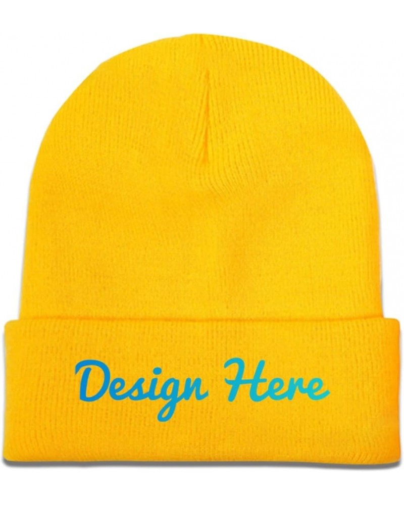 Personalized Hat Add Picture/Text/Logo for Men Women Black Yellow $10.63 Skullies & Beanies