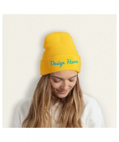 Personalized Hat Add Picture/Text/Logo for Men Women Black Yellow $10.63 Skullies & Beanies