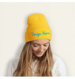 Personalized Hat Add Picture/Text/Logo for Men Women Black Yellow $10.63 Skullies & Beanies