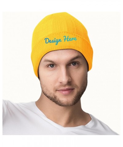 Personalized Hat Add Picture/Text/Logo for Men Women Black Yellow $10.63 Skullies & Beanies