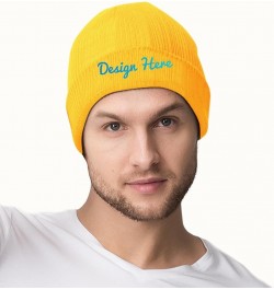 Personalized Hat Add Picture/Text/Logo for Men Women Black Yellow $10.63 Skullies & Beanies