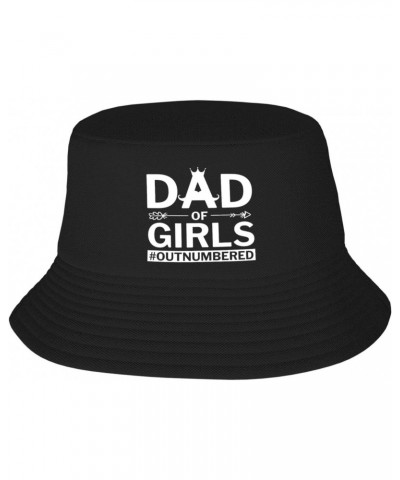 Dad of Girls-Outnumbered Happy Father's Day Bucket Hat Womens Fisherman Hat Sun Cap Funny Hat Gift Black $9.42 Bucket Hats