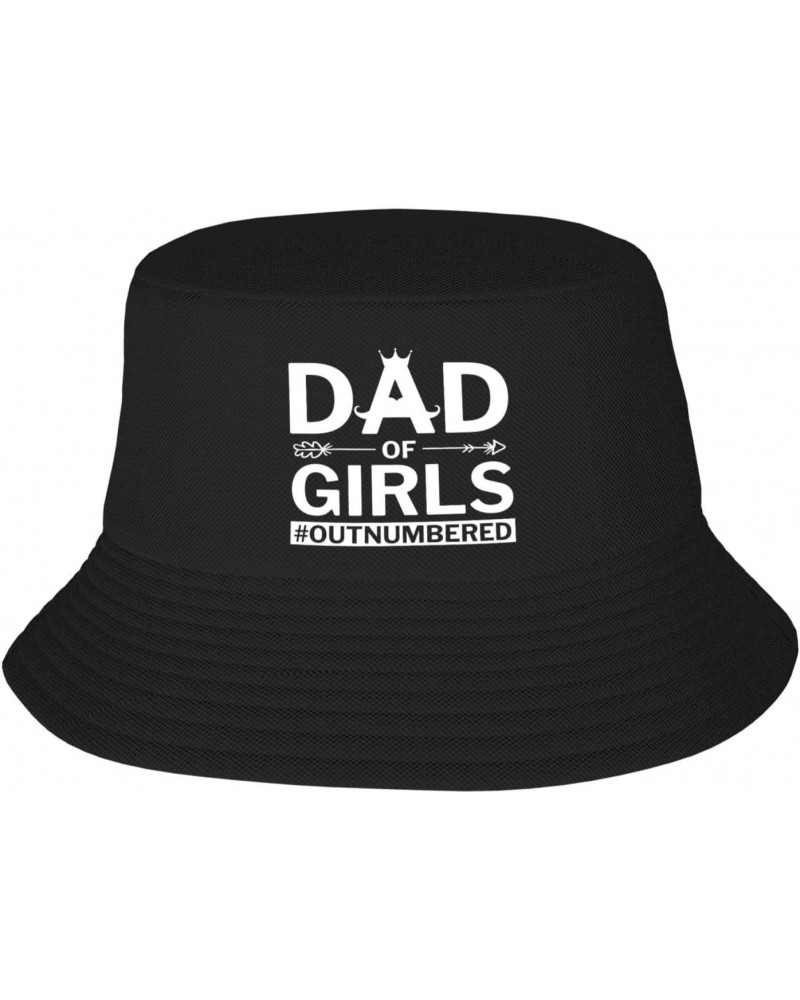 Dad of Girls-Outnumbered Happy Father's Day Bucket Hat Womens Fisherman Hat Sun Cap Funny Hat Gift Black $9.42 Bucket Hats